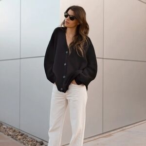 Jenni Kane Dark Gray Cashmere  Cardigan Sweater